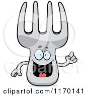 Cartoon Of A Smart Fork Mascot With An Idea Royalty Free Vector Clipart