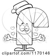 Cartoon Of An Outlined Loving Candy Cane Mascot Wanting A Hug Royalty Free Vector Clipart