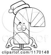 Poster, Art Print Of Outlined Depressed Candy Cane Mascot