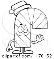Poster, Art Print Of Outlined Waving Candy Cane Mascot
