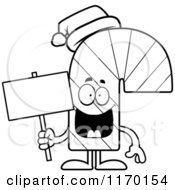 Poster, Art Print Of Outlined Happy Candy Cane Mascot Holding A Sign
