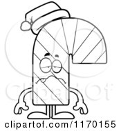Poster, Art Print Of Outlined Sick Candy Cane Mascot