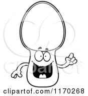 Cartoon Of An Outlined Smart Spoon Mascot With An Idea Royalty Free Vector Clipart by Cory Thoman