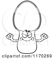 Cartoon Of An Outlined Mad Spoon Mascot Royalty Free Vector Clipart