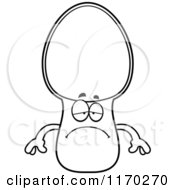 Cartoon Of An Outlined Depressed Spoon Mascot Royalty Free Vector Clipart