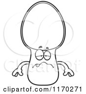 Cartoon Of An Outlined Sick Spoon Mascot Royalty Free Vector Clipart by Cory Thoman