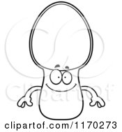Cartoon Of An Outlined Happy Spoon Mascot Royalty Free Vector Clipart