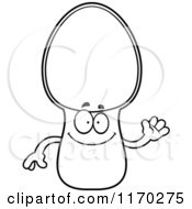 Cartoon Of An Outlined Waving Spoon Mascot Royalty Free Vector Clipart by Cory Thoman