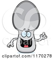 Cartoon Of A Smart Spoon Mascot With An Idea Royalty Free Vector Clipart by Cory Thoman