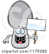Poster, Art Print Of Happy Spoon Mascot Holding A Sign