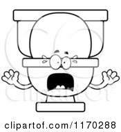 Cartoon Of An Outlined Screaming Toilet Mascot Royalty Free Vector Clipart by Cory Thoman