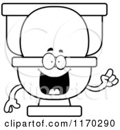 Cartoon Of An Outlined Smart Toilet Mascot With An Idea Royalty Free Vector Clipart by Cory Thoman