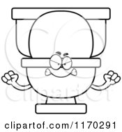 Poster, Art Print Of Outlined Mad Toilet Mascot