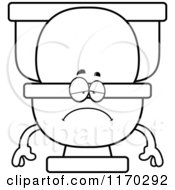 Cartoon Of An Outlined Depressed Toilet Mascot Royalty Free Vector Clipart by Cory Thoman