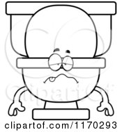 Poster, Art Print Of Outlined Sick Toilet Mascot