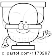 Poster, Art Print Of Outlined Waving Toilet Mascot