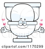 Cartoon Of A Loving Toilet Mascot Wanting A Hug Royalty Free Vector Clipart by Cory Thoman