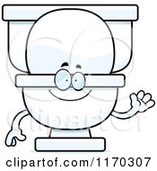 Cartoon Of A Waving Toilet Mascot Royalty Free Vector Clipart by Cory Thoman