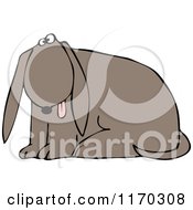 Cartoon Of A Outlined Dog Sitting With His Tongue Hanging Out Royalty Free Vector Clipart