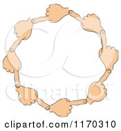 Cartoon Of A Circle Of Pointing Hands Royalty Free Clipart
