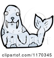 Cartoon Of A Happy Walrus Royalty Free Vector Illustration by lineartestpilot