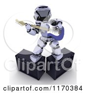 Poster, Art Print Of 3d Robot Playing An Electric Guitar On Amps