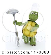 3d Tortoise Chef Presenting A Ladle
