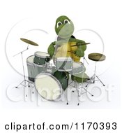 Poster, Art Print Of 3d Tortoise Playing The Drums