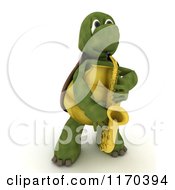 Poster, Art Print Of 3d Musician Tortoise Playing A Saxophone
