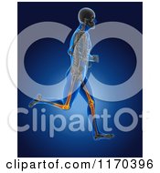 Poster, Art Print Of 3d Blue Man Running With Highlighted Knees