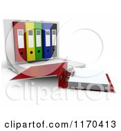 Poster, Art Print Of 3d Laptop Computer With Office Binders In The Screen