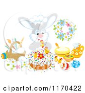 Poster, Art Print Of Chef Bunny Decorating An Easter Cake