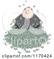 Poster, Art Print Of Fat Wealthy Businessman In A Pile Of Cash