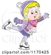 Poster, Art Print Of Happy Blond Girl Ice Skating