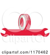 Clipart Of A Rubber Tire And Spanner Wrench Royalty Free Vector Illustration