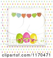 Clipart Of A Heart Bunting Over Easter Eggs Raised Over Colorful Egg Dots Royalty Free Vector Illustration
