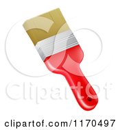 Cartoon Of A Red Handled Paint Brush Royalty Free Vector Clipart