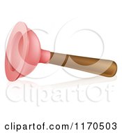Cartoon Of A Toilet Plunger On Its Side With A Reflection Royalty Free Vector Clipart by AtStockIllustration