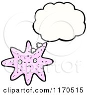 Clipart Of A Worried Purple Starfish With A Thought Cloud Royalty Free Stock Illustration