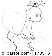 Cartoon Clipart Of A Drunk Or Dumb Female Dinosaur Vector Outlined Coloring Page