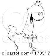 Cartoon Clipart Of A Hungry Female Dinosaur Vector Outlined Coloring Page