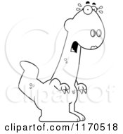 Cartoon Clipart Of A Frightened Female Dinosaur Vector Outlined Coloring Page