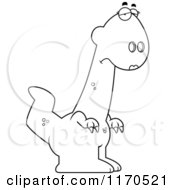 Cartoon Clipart Of A Depressed Female Dinosaur Vector Outlined Coloring Page
