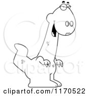 Cartoon Clipart Of A Sly Female Dinosaur Vector Outlined Coloring Page