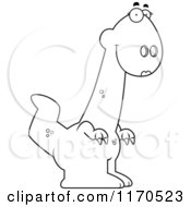 Cartoon Clipart Of A Happy Female Dinosaur Vector Outlined Coloring Page