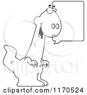 Cartoon Clipart Of A Happy Talking Female Dinosaur Vector Outlined Coloring Page