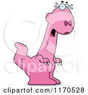 Cartoon Of A Frightened Pink Female Dinosaur Royalty Free Vector Clipart by Cory Thoman