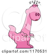 Cartoon Of A Sleeping Pink Female Dinosaur Royalty Free Vector Clipart by Cory Thoman