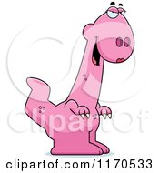 Cartoon Of A Sly Pink Female Dinosaur Royalty Free Vector Clipart
