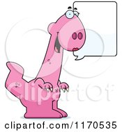 Cartoon Of A Happy Talking Pink Female Dinosaur Royalty Free Vector Clipart